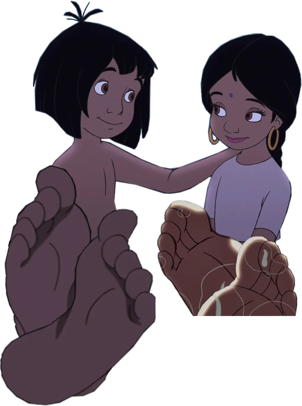 Mowgli in action, running pose, energetic moment png